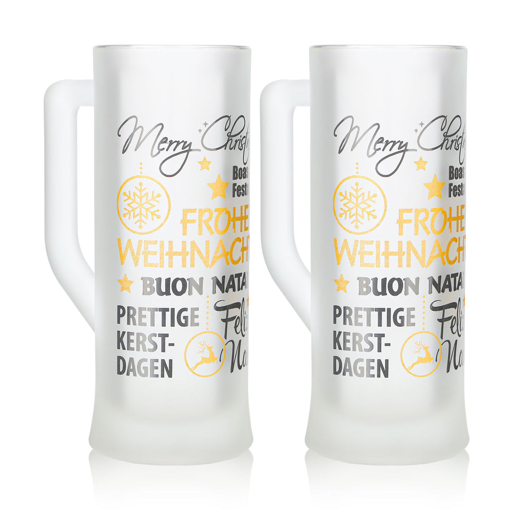 2 tasses à vin chaud Mohaba « Karlsseidel » en verre satiné « Joyeux Noël », 0,2 l, graduées