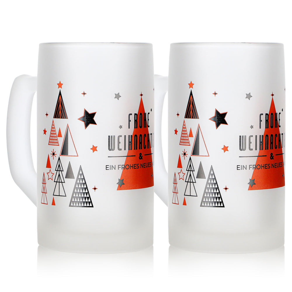2 tasses à vin chaud Mohaba « Ludwigsseidel » en verre satiné « Joyeux Noël », 0,2 l, graduées