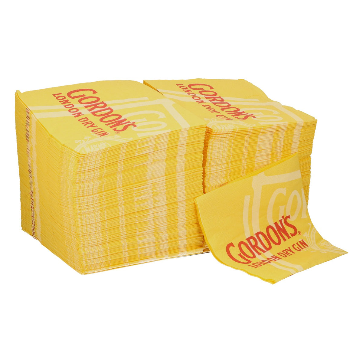 250 serviettes « Gordon's Gin » jaunes, petites, serviettes de cocktail, accessoires de bar