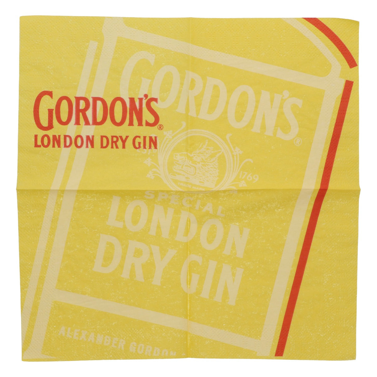 250 serviettes « Gordon's Gin » jaunes, petites, serviettes de cocktail, accessoires de bar – Vue 3