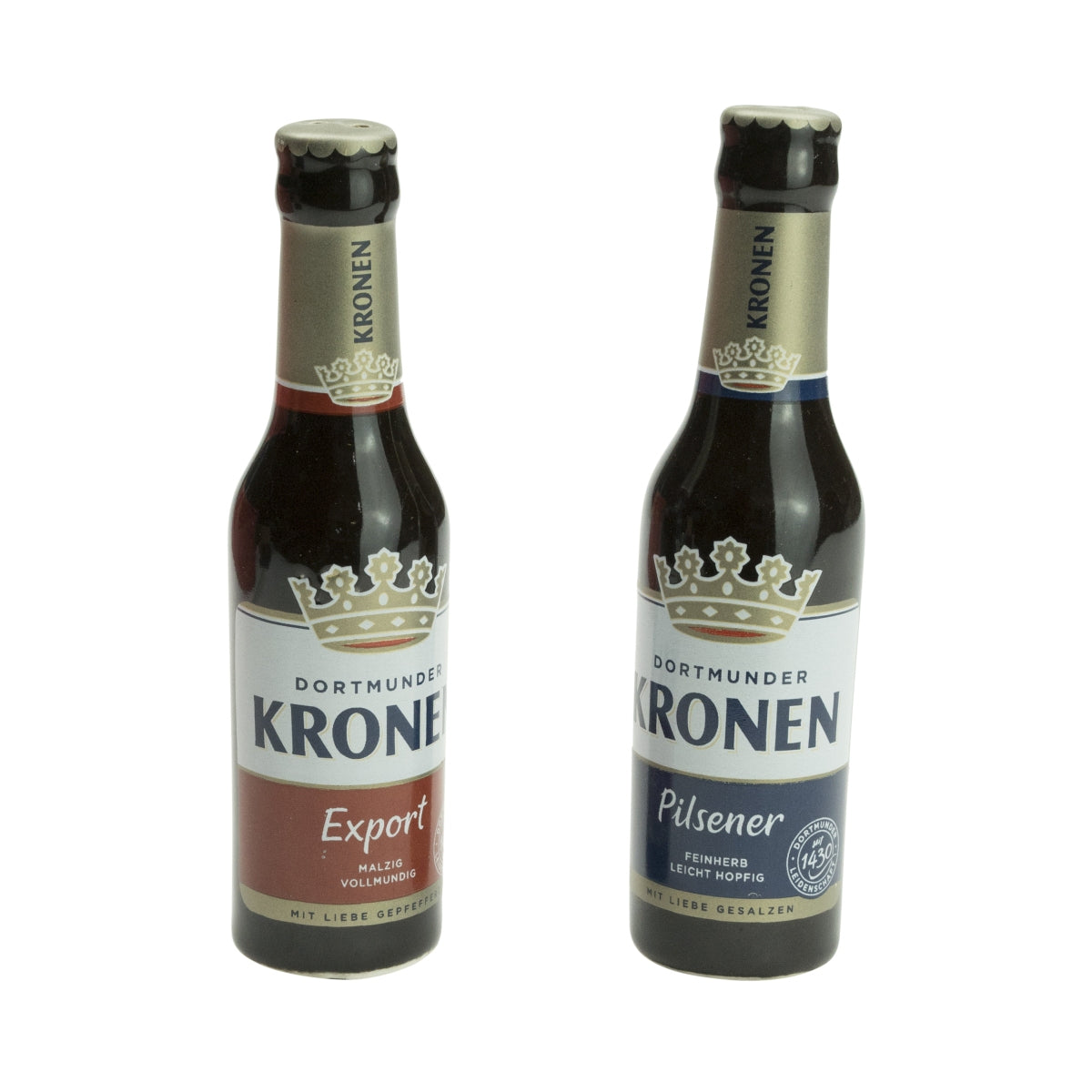 2x salière et poivrière en forme de couronne de bière, céramique – Vue 2