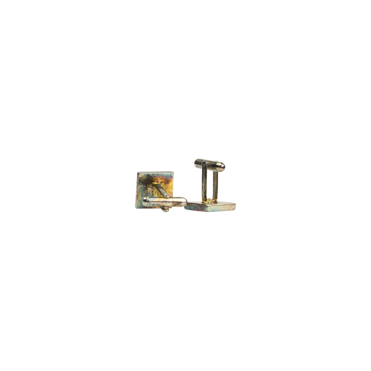 2 boutons de manchette Veuve Clicquot Champagne carrés orange métal argenté – Vue 2