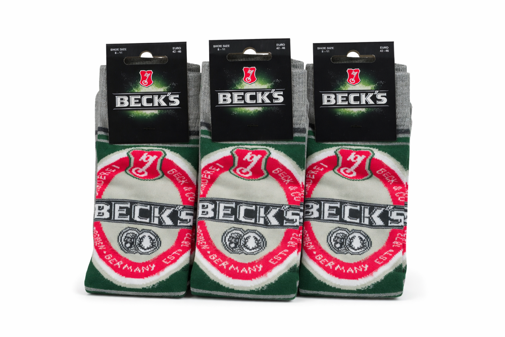 3 paires de chaussettes Becks Bier taille 42-46 chaussettes rétro fête loisirs gris motif logo