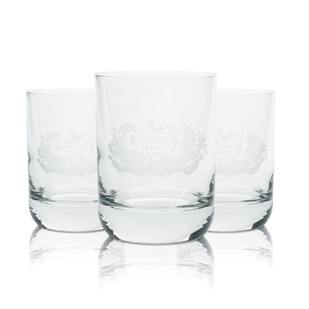 3x Verres à rhum Don Papa 0,2 l Tumbler Verres à long drink Coffret cadeau Baroko Negros