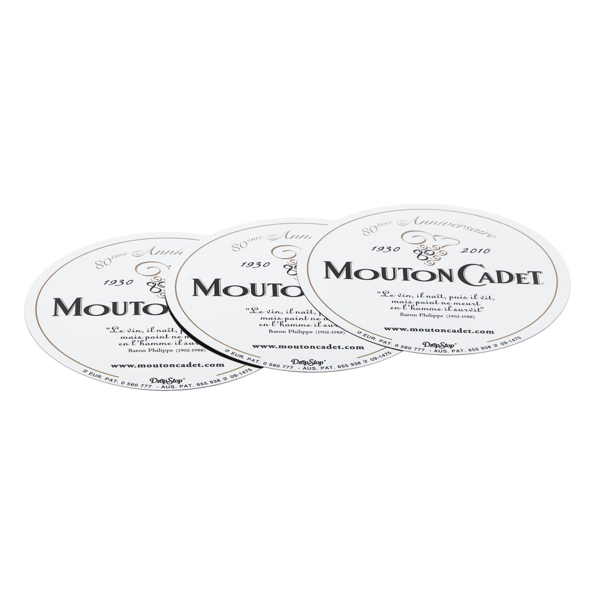 Lot de 3 sous-verres Mouton Cadet, argentés