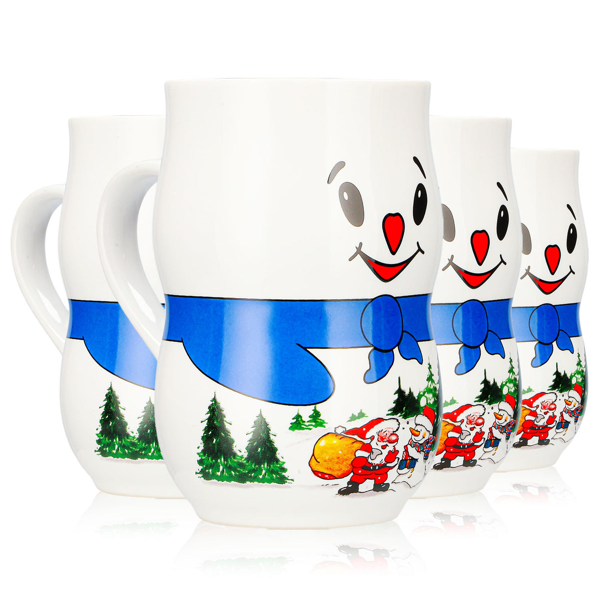 4 tasses à vin chaud Mohaba « Bonhomme de neige » Iceman Père Noël, blanches, 0,2 l, graduées
