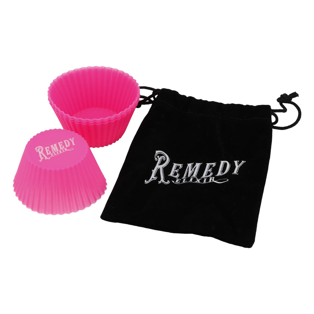 4 moules à muffins en silicone Remedy Rum, rose, avec sachet Elixir