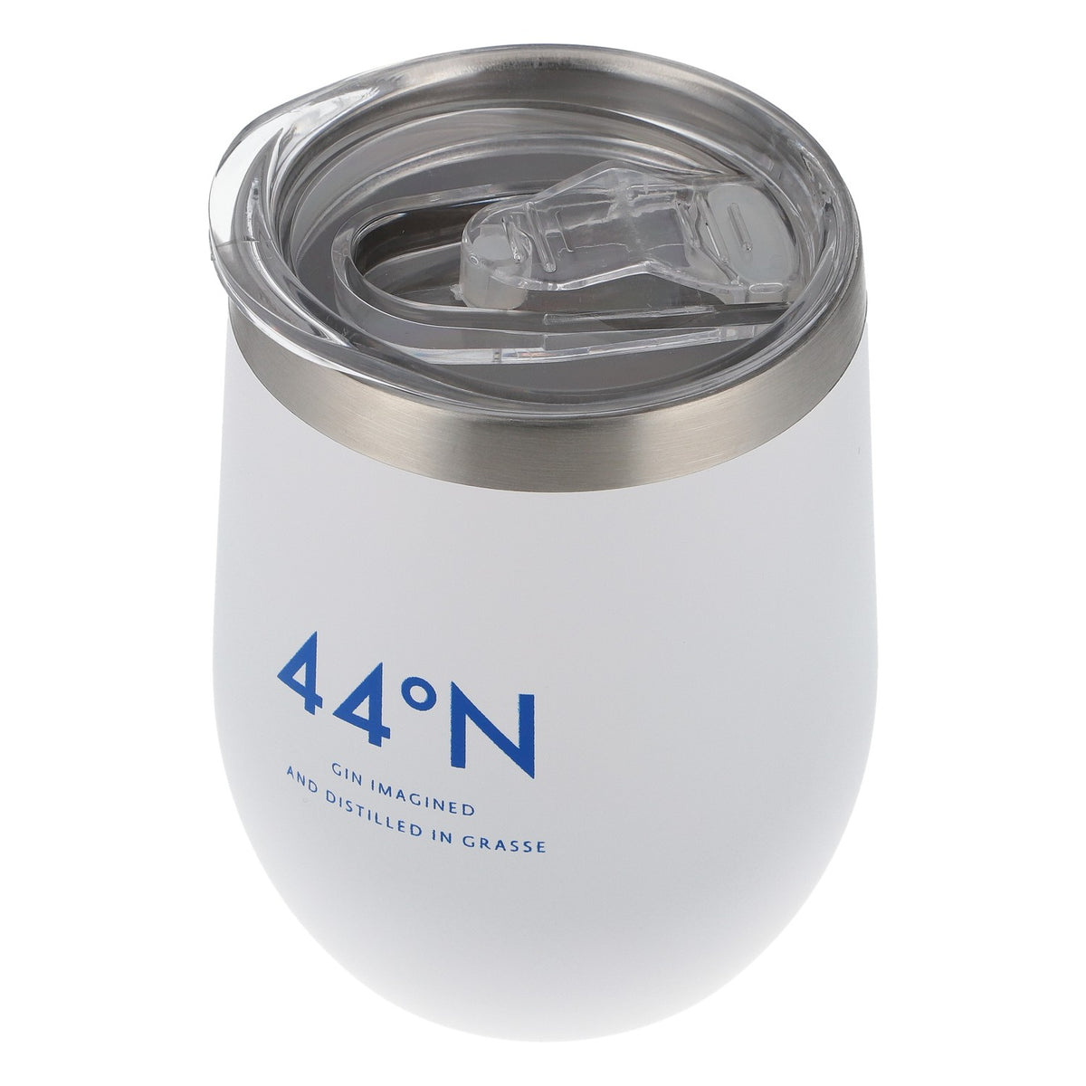 Gobelet « 44°N Gin To-Go » en acier inoxydable, 0,4 l, avec paille, blanc – Nouveau et tendance – Vue 5