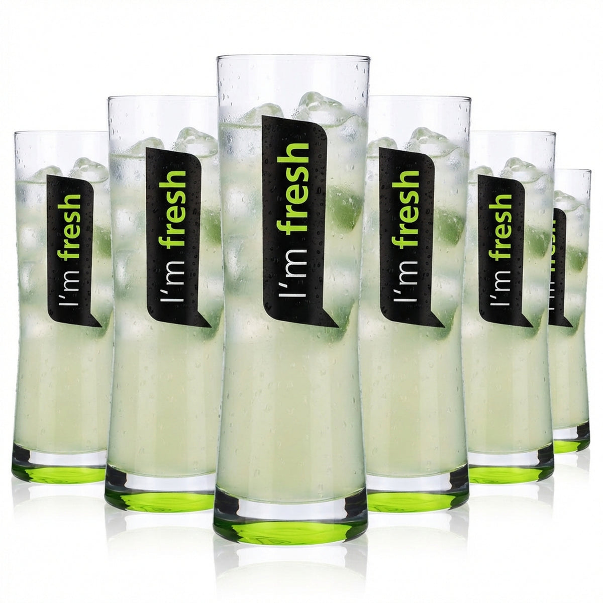 4 verres Rastal 0,25 l Verre design Verre à long drink « I'm Fresh » fond vert