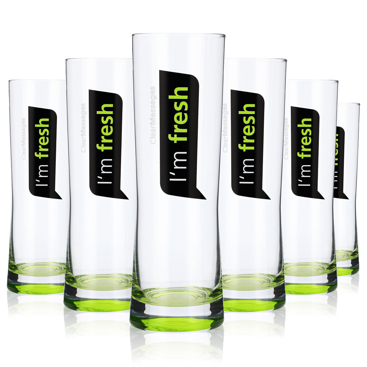 4 verres Rastal 0,25 l Verre design Verre à long drink « I'm Fresh » fond vert – Vue 4