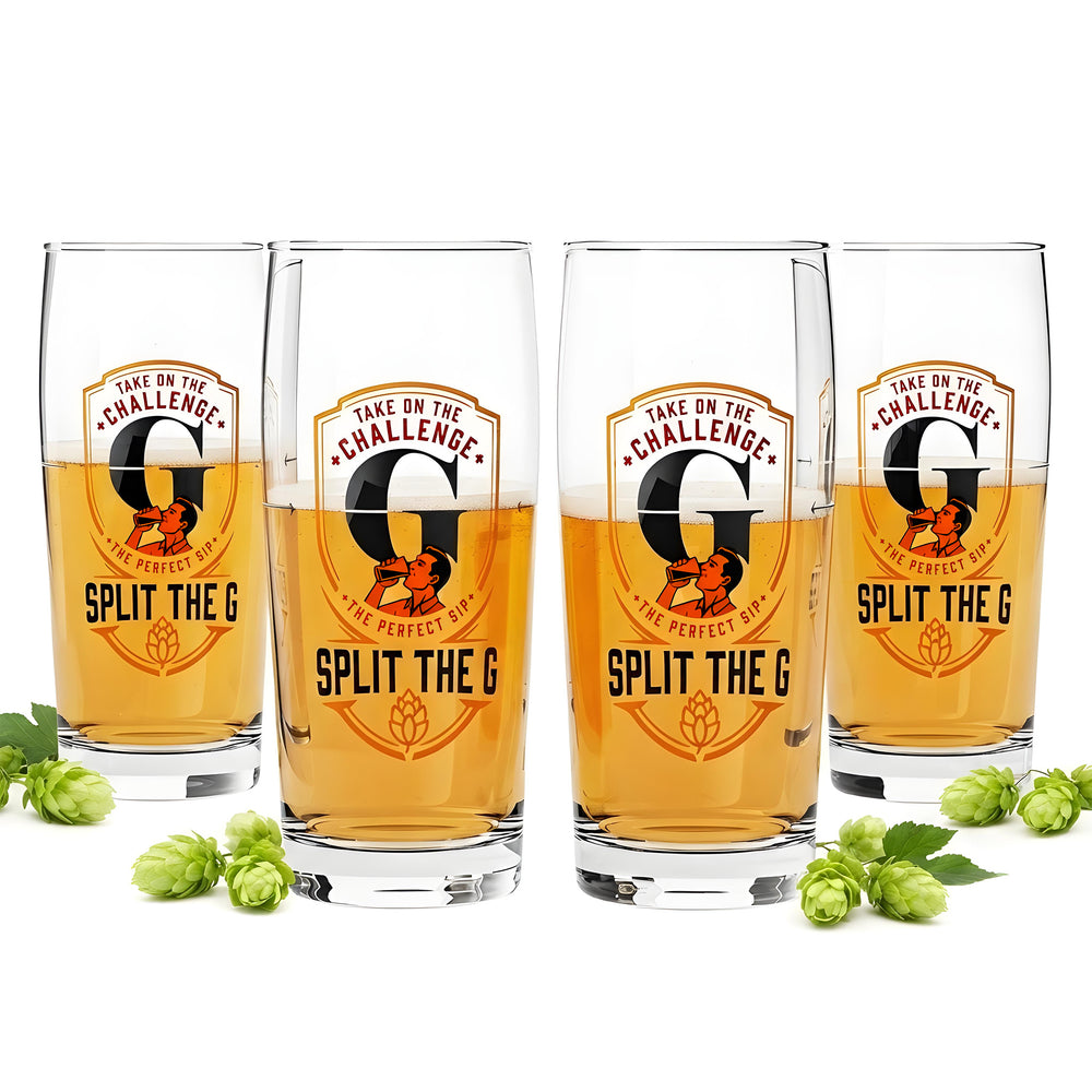 Lot de 4 verres à bière Sipply « SPLIT THE G Take on the Challenge » 0,5 l