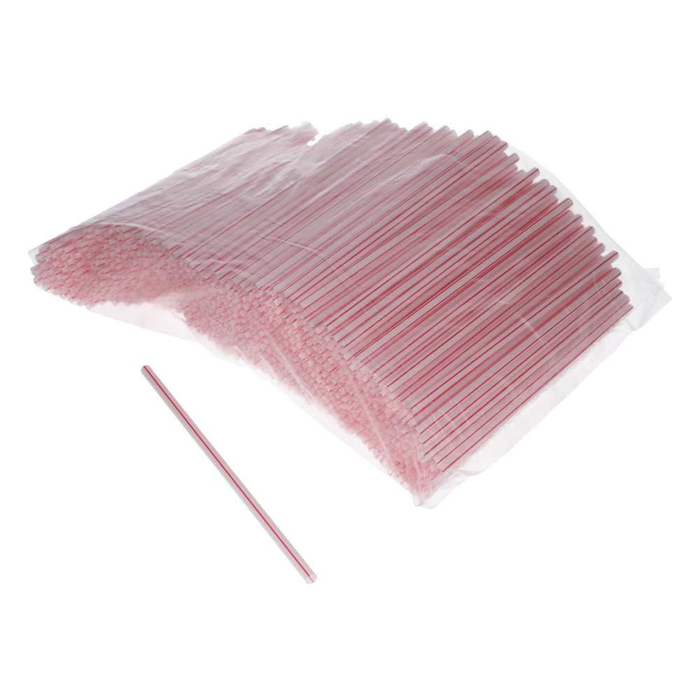 500 pailles en plastique blanc/rouge jetables