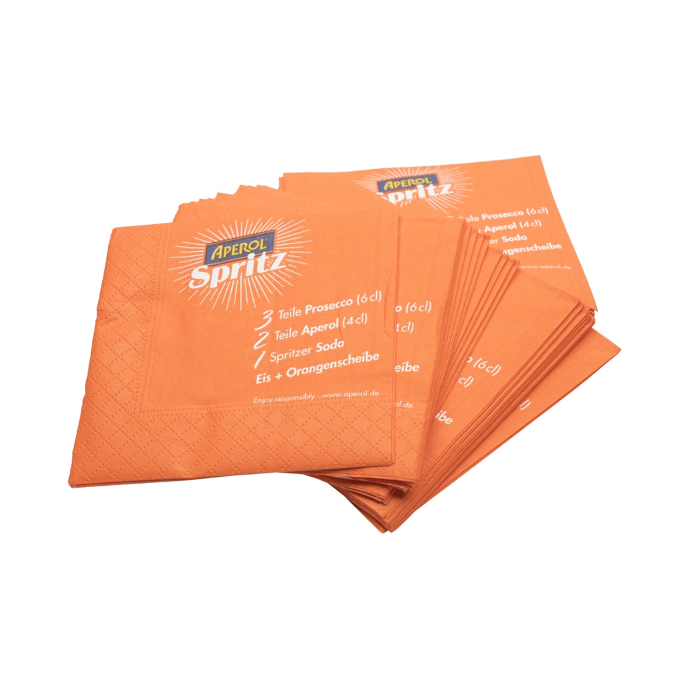 50 serviettes apéritives Aperol orange Spritz 12 x 12 cm