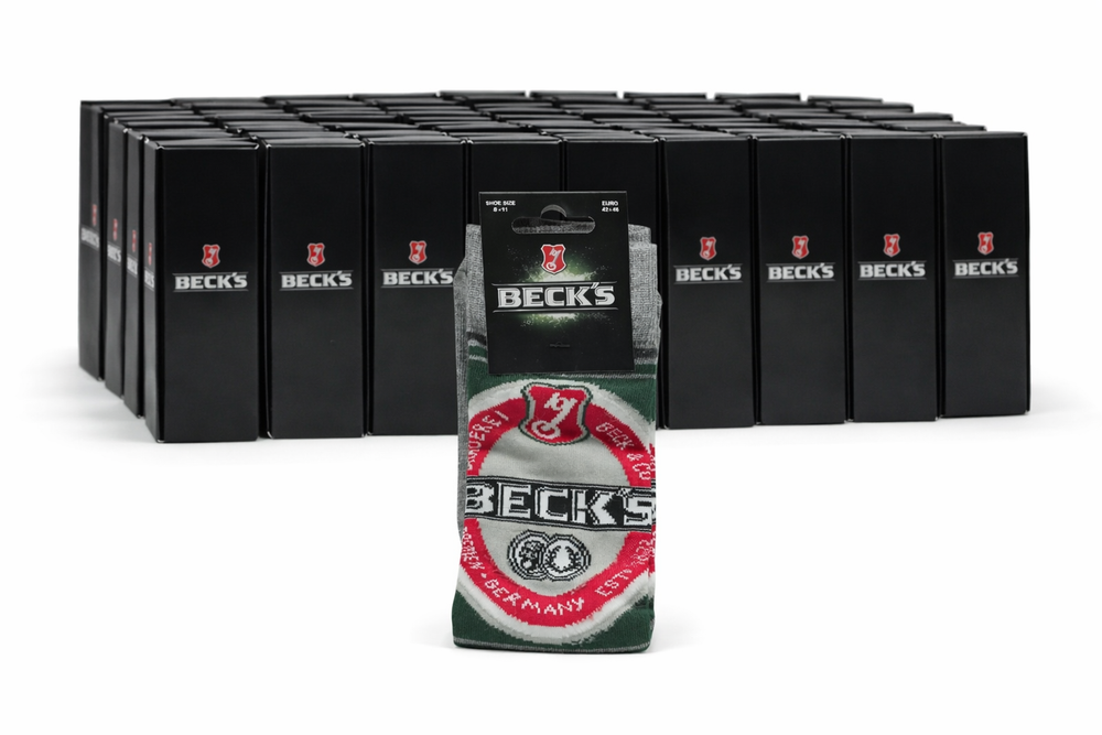 50 paires de chaussettes Becks, taille 42-46, unisexes, style rétro, pour les loisirs, à motif bière
