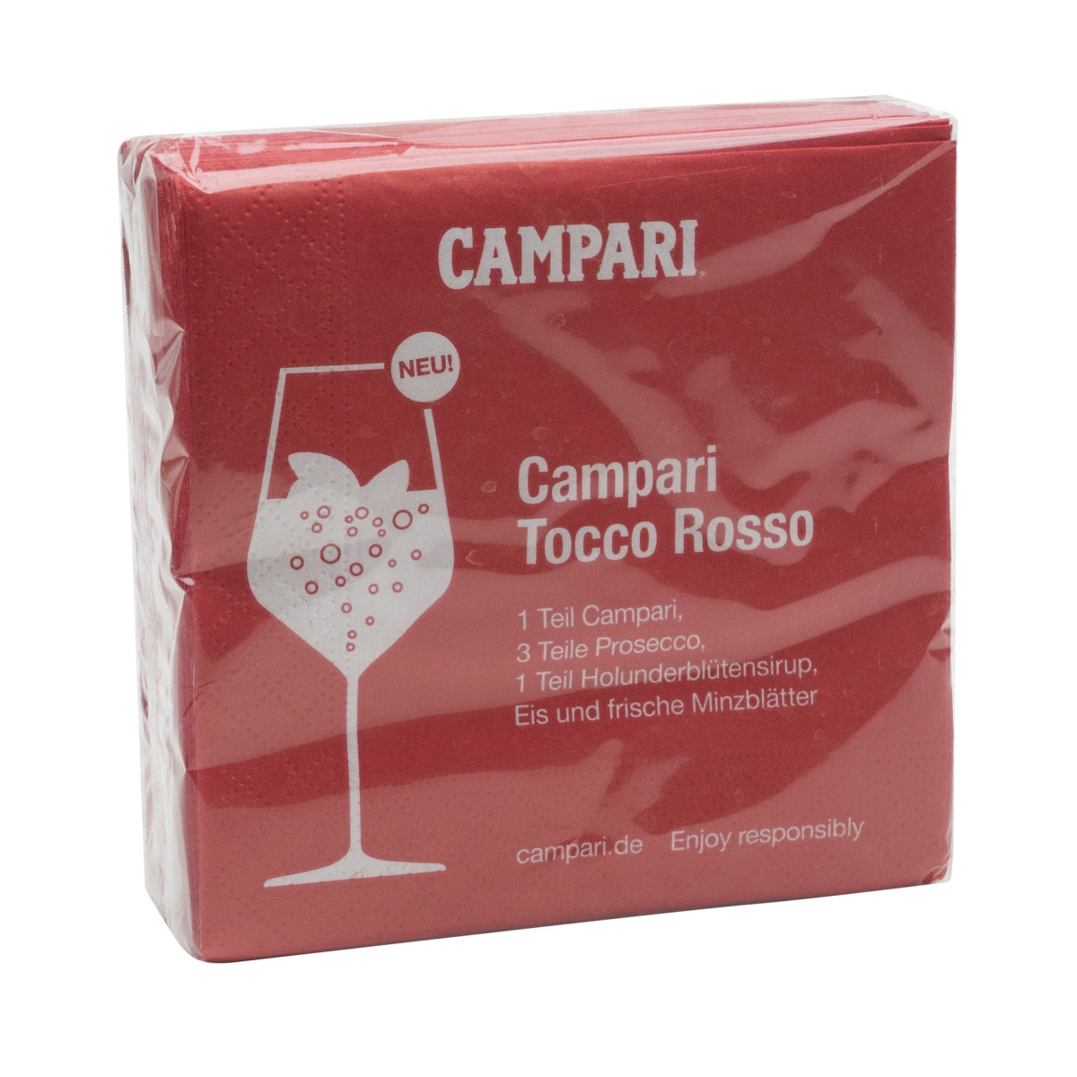50 serviettes Campari Vermouth rouges Tocco Rosso 12 x 12 cm