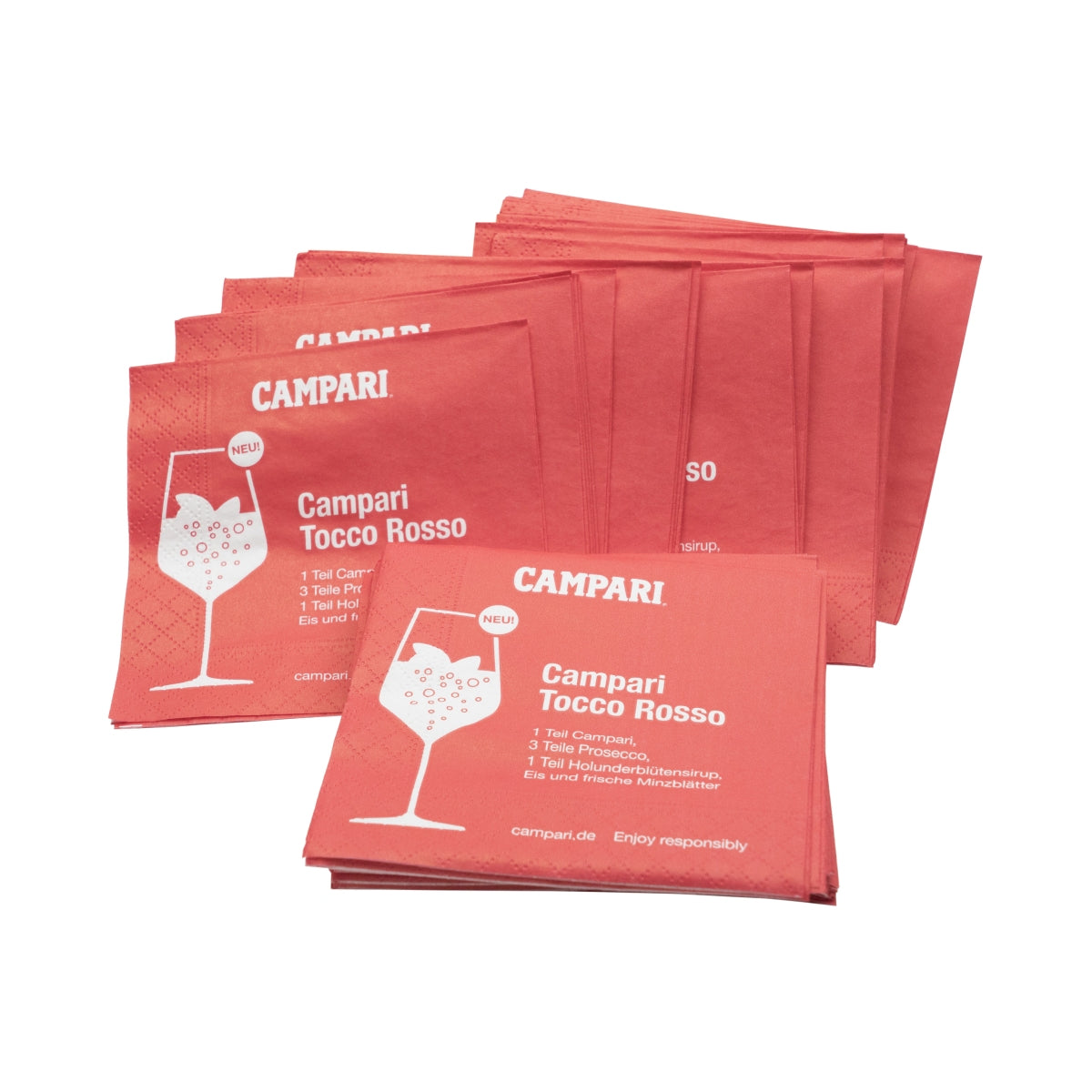50 serviettes Campari Vermouth rouges Tocco Rosso 12 x 12 cm – Vue 2