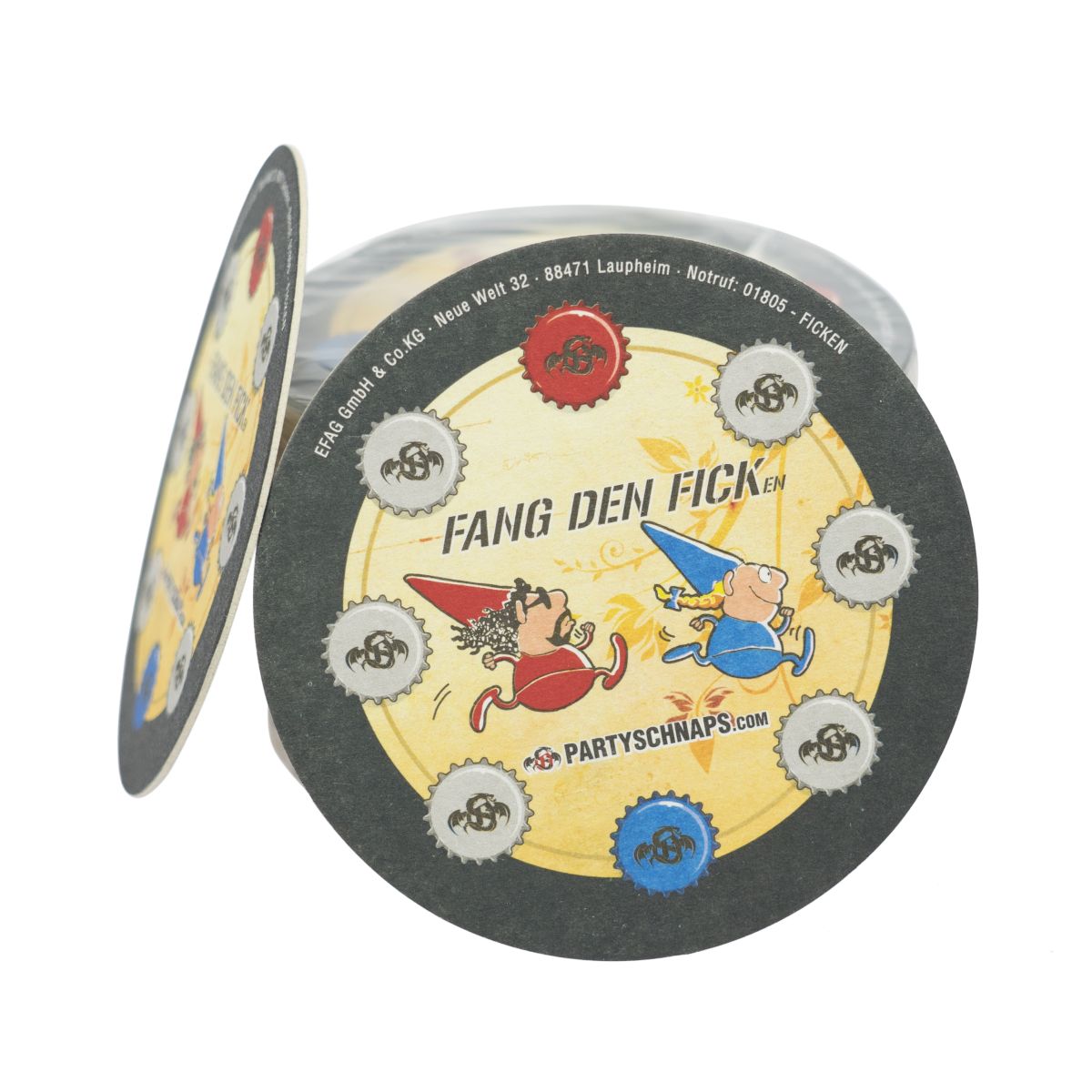 50x sous-verres « Ficken » (baiser) sous-verres de bière avec protection anti-gouttes rond « Fang den Fick » (attrape le baiser) – Vue 2