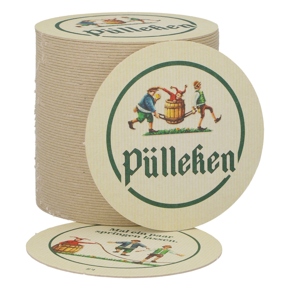 50 sous-verres « Pülleken » à l'effigie de la bière « Pülleken » – pour faire sauter quelques bières – sous-verres originaux