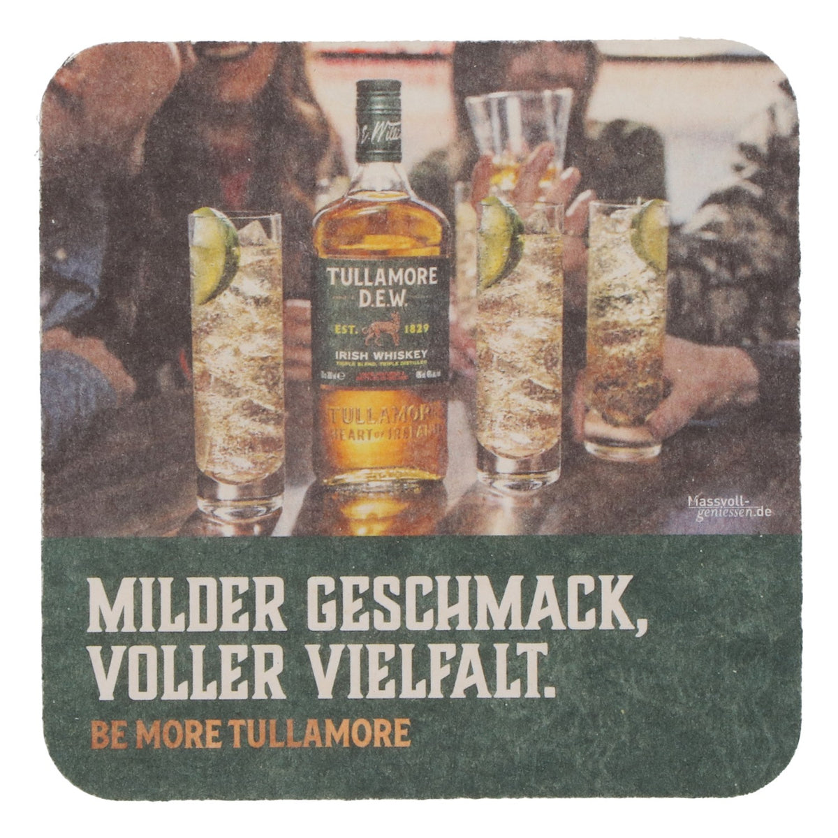 50x sous-verres Tullamore Dew Whisky, sous-verres en verre vert – Vue 4