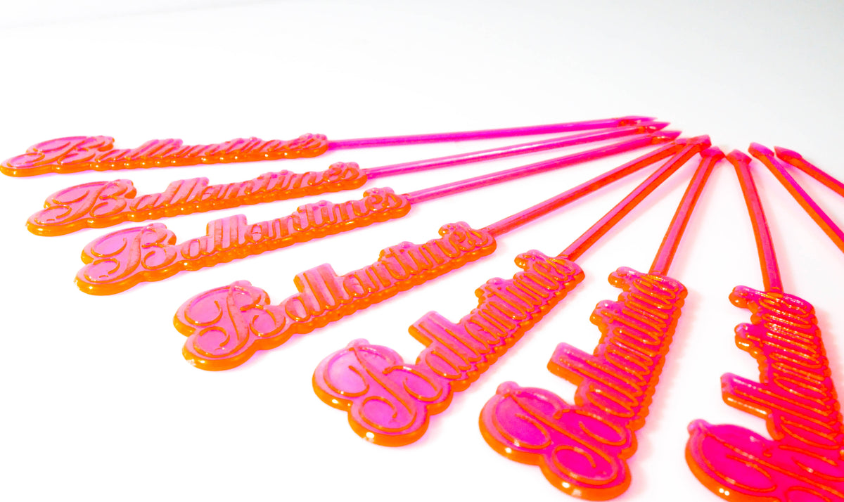 5x Ballantines Whisky  Stirrer Agitateur Accessoire de bar Rouge néon très rare – Vue 2