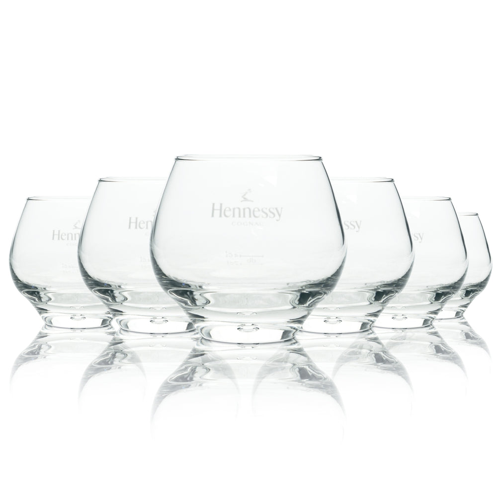 6 verres à cognac Hennessy ronds avec bulle 300 ml, neufs