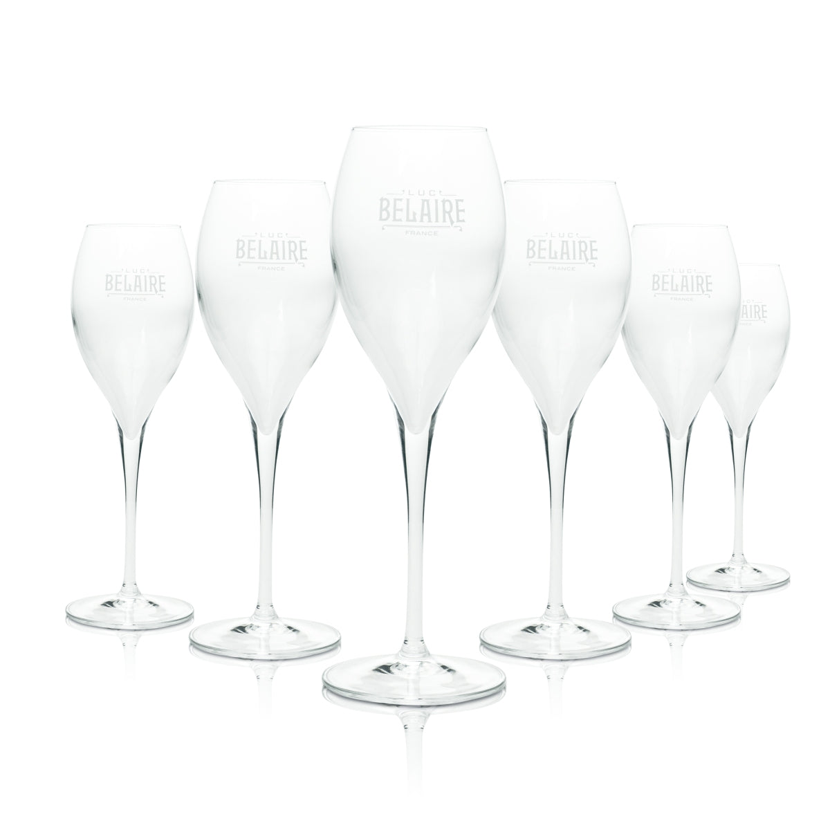 6 verres à vin mousseux Luc Belaire 0,1 l, verre de style, neufs
