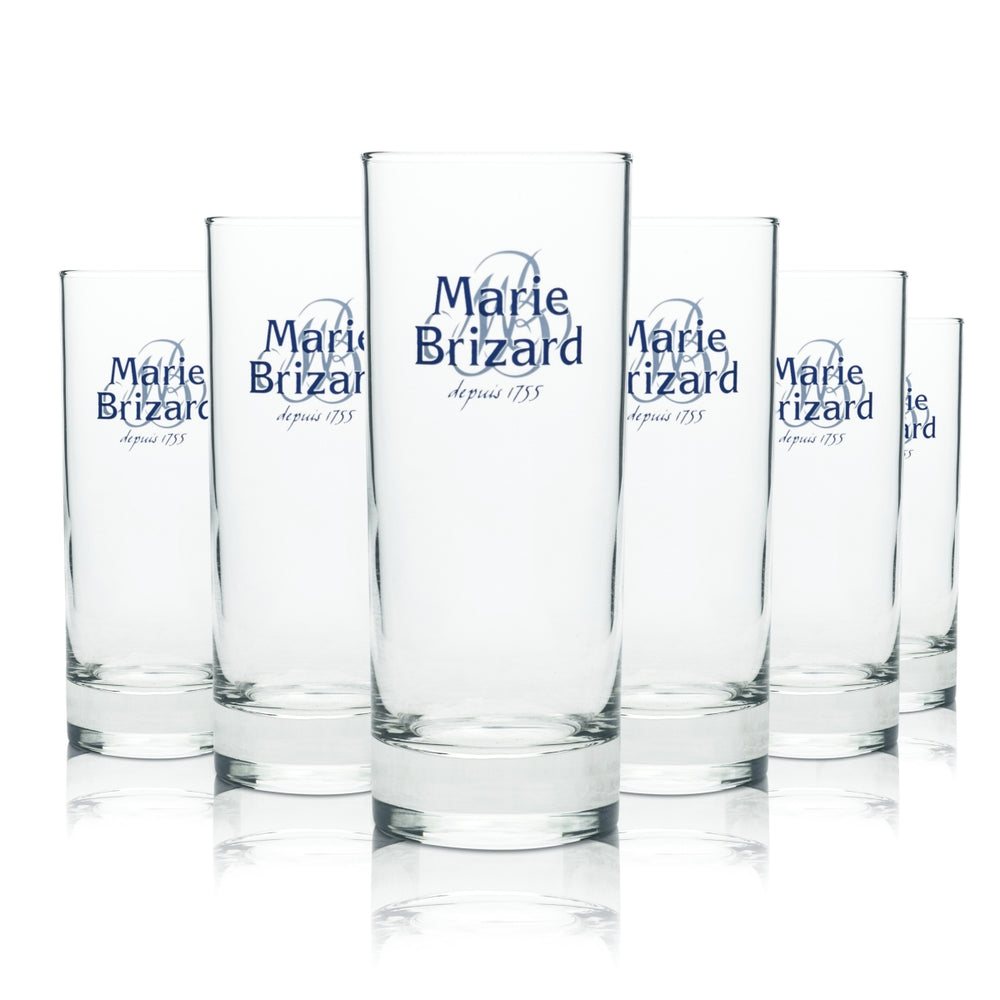 6 verres à liqueur Marie Brizard, logo bleu, neufs