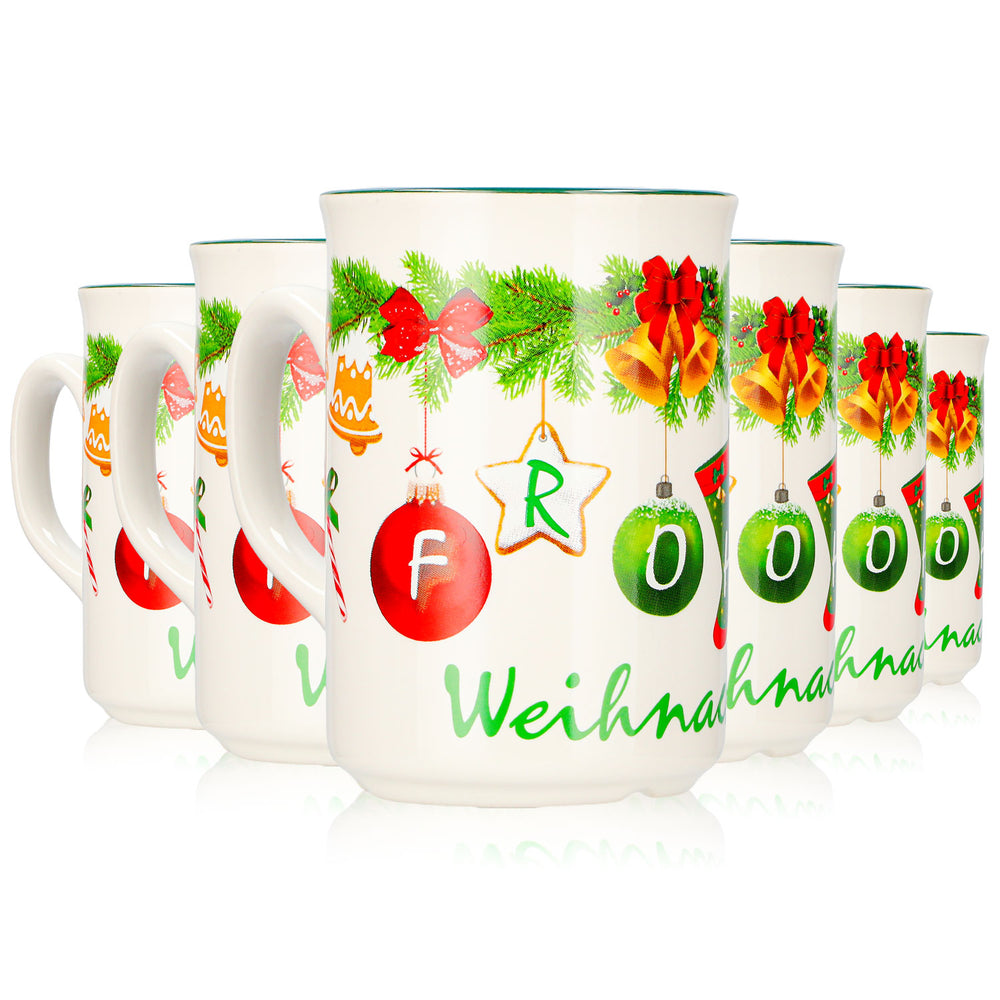 6 tasses à vin chaud Mohaba, modèle 9000, guirlande de Noël « Joyeux Noël Chamonix », 0,2 l, graduées