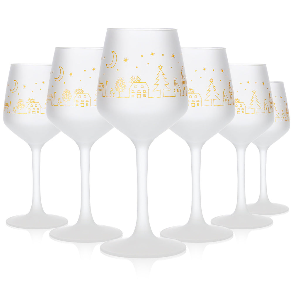 6 tasses à vin chaud Mohaba « Lineal 31 » en verre satiné, forme tulipe, 0,2 l, graduées
