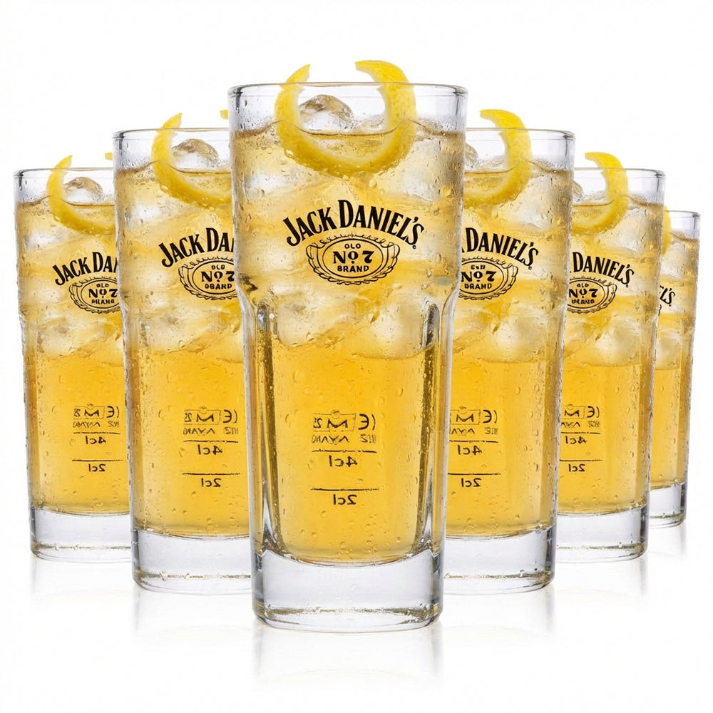 Lot de 6 verres Jack Daniels 0,34 l – Verre à long drink nouveau logo ailé, empilable