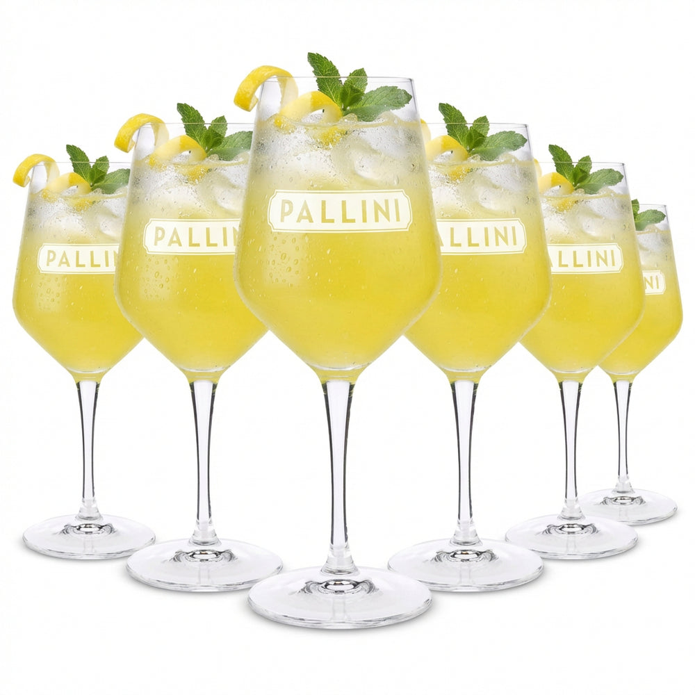 Lot de 6 verres à pied Pallini 0,44 l – Verres à cocktail de Bormioli, Italie