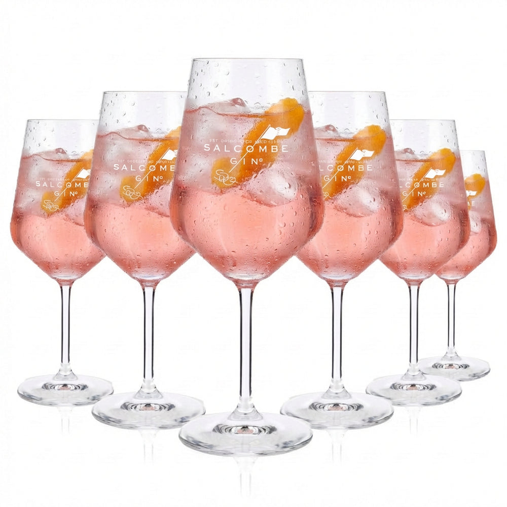 Lot de 6 verres à gin Salcombe 0,52 l – Verre à apéritif avec une délicate teinte rosée