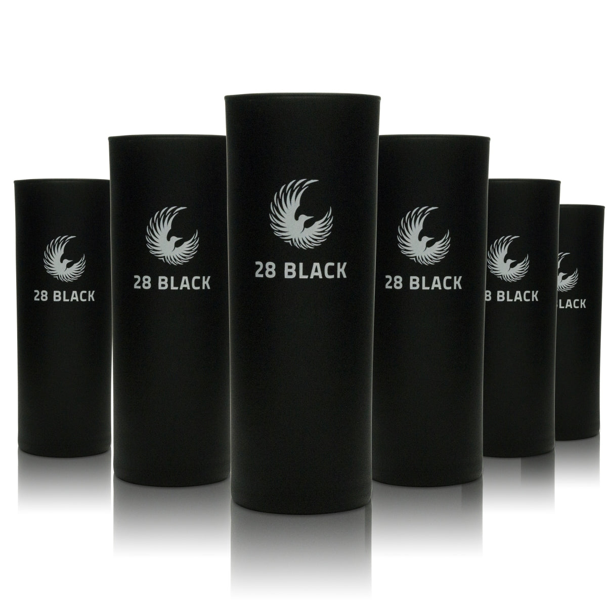 6x 28 verres à long drink Black Energy 220 ml - Noir mat, boissons élégantes