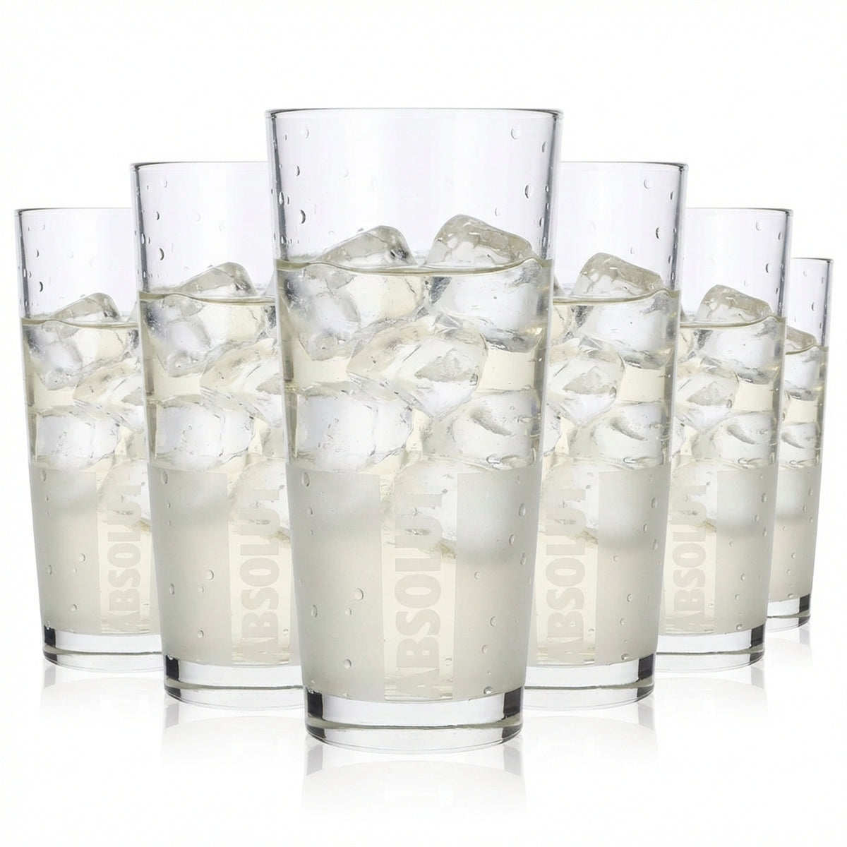 6 verres Absolut Vodka 0,34 l Verres à long drink satinés + logo vertical