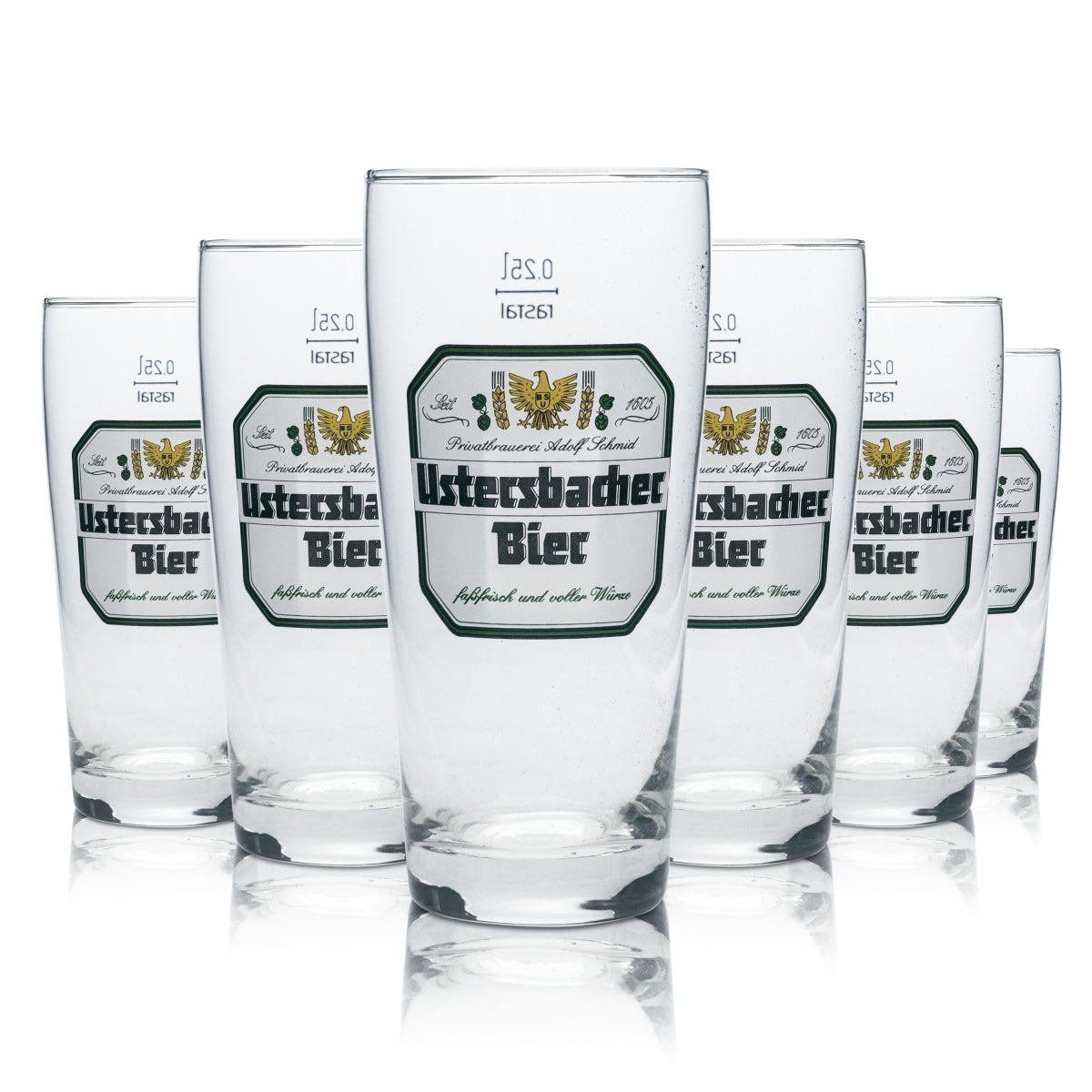 6x Adolf Schmid Ustersbacher verre à bière 0,25 l verres à bière brasserie gastronomie bar