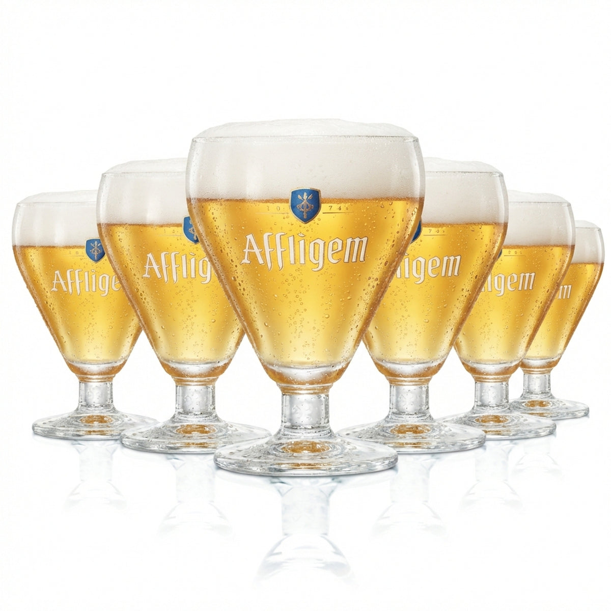 6 verres à bière Affligem 0,3 l, forme tulipe, verres à pied, verres à bière, verres à dégustation, verres à cocktail, verres à whisky, verres à liqueur, verres à eau, verres à vin, ver