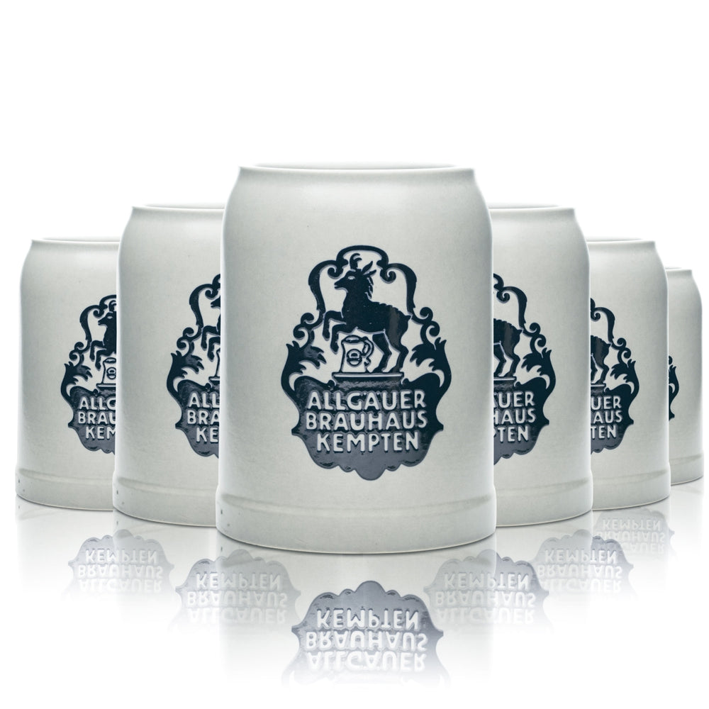 6 verres à bière Allgäuer Brauhaus Kempten 0,5 l, chope en terre cuite avec anse, verres Seidel en grès
