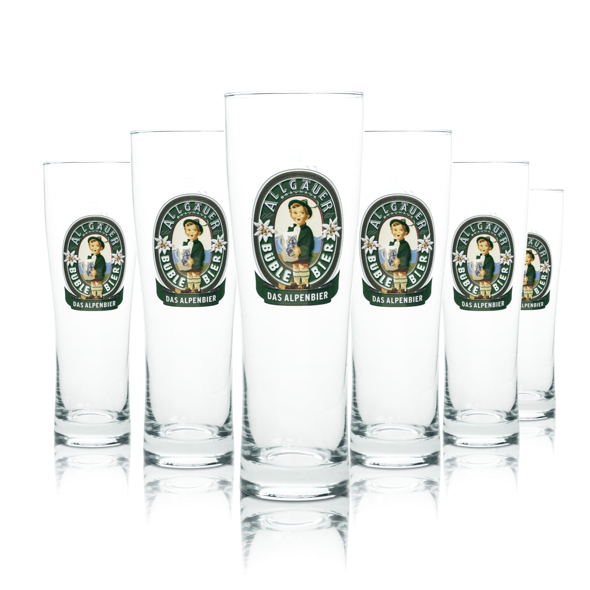 6 verres à bière Allgäuer Büble 0,5 l, verres Aspen Willi, brasserie Beer Stange