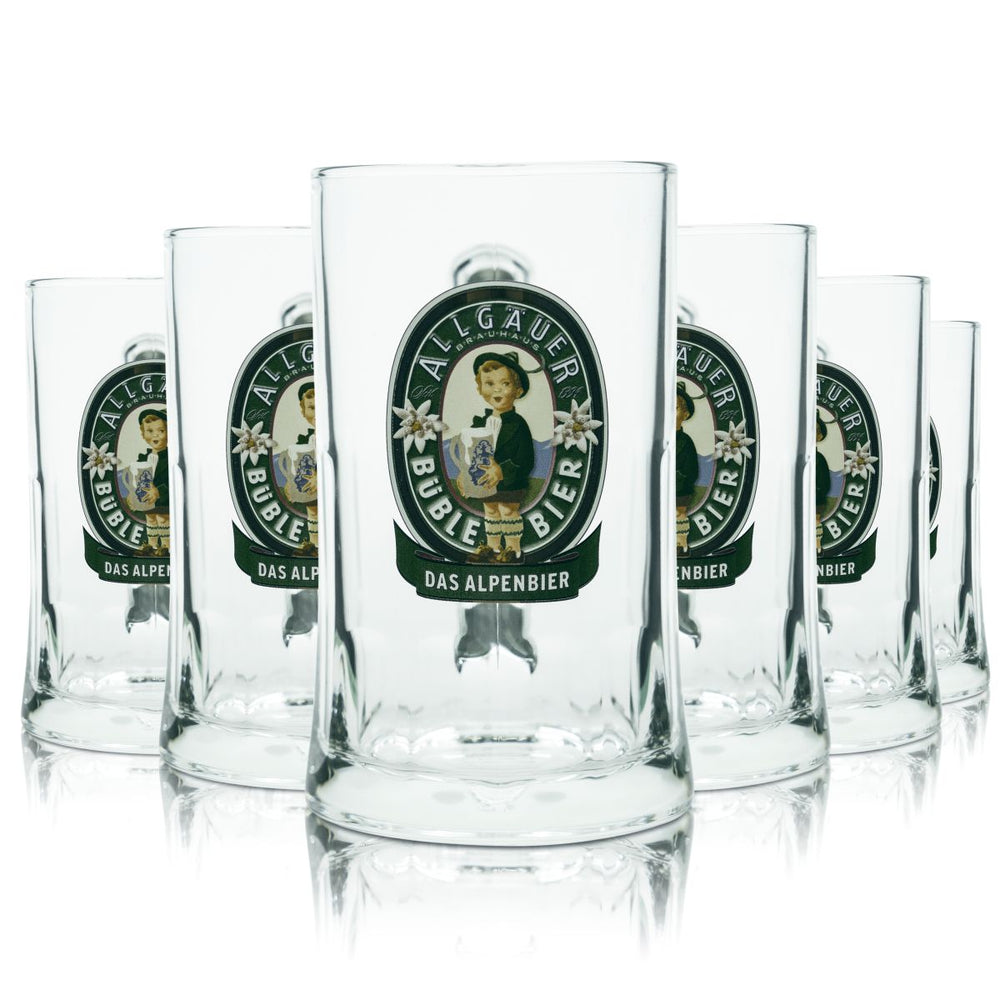 6 verres à bière Allgäuer Büble 0,5 l Chopes à bière  Verres à anse Chopes Seidel Brasserie