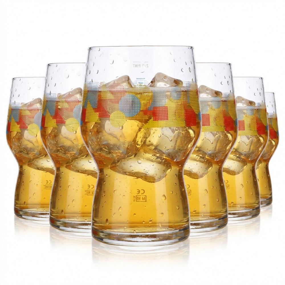 6 verres à bière And Union, verres à bière 0,33 l, motif coloré