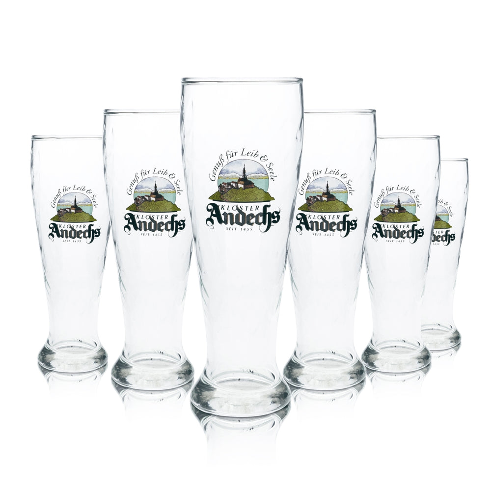 6 verres à bière Andechs 0,5 l, bière blanche à la levure, verres profilés, gastronomie, brasserie, bar