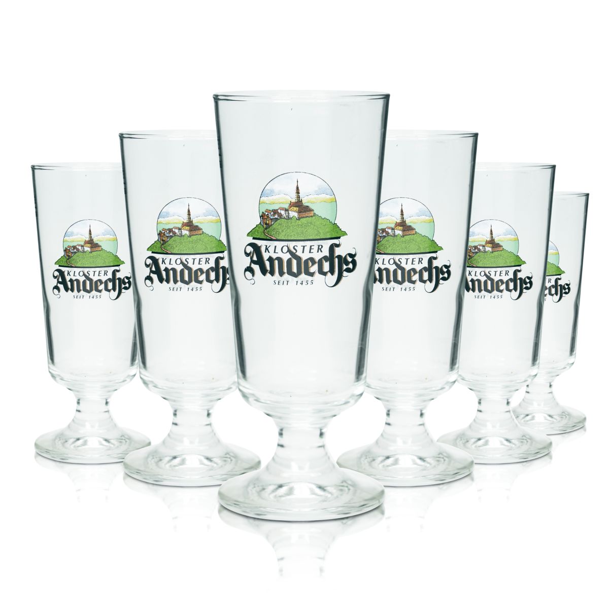 6 verres à bière Andechs 0,3 l, forme tulipe, verres à bière, brasserie, gastronomie, chêne