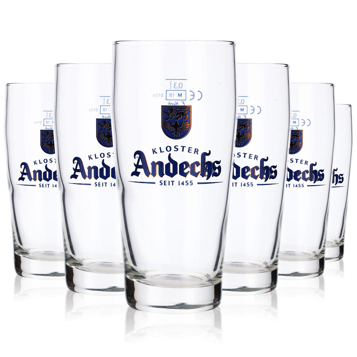 6 verres à bière Andechs 0,3 l Willi-Becher Logo bleu F.Herb – Vue 5