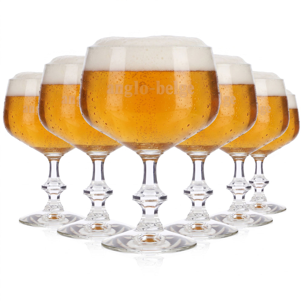 Lot de 6 verres à bière Anglo-Belge, 0,36 l, forme ballon, inscription « Gin » en blanc (lot de 6)