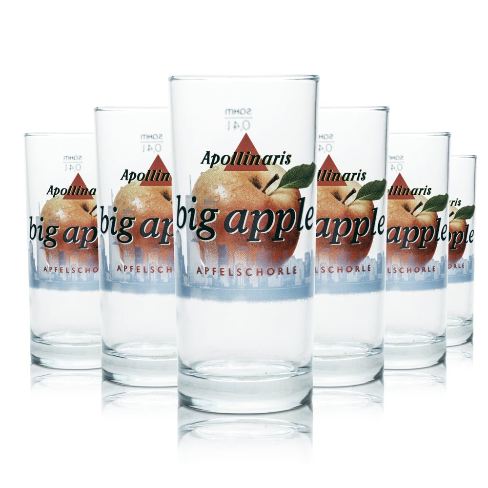 6 verres Apollinaris 0,4 l Big Apple, eau minérale au goût de pomme