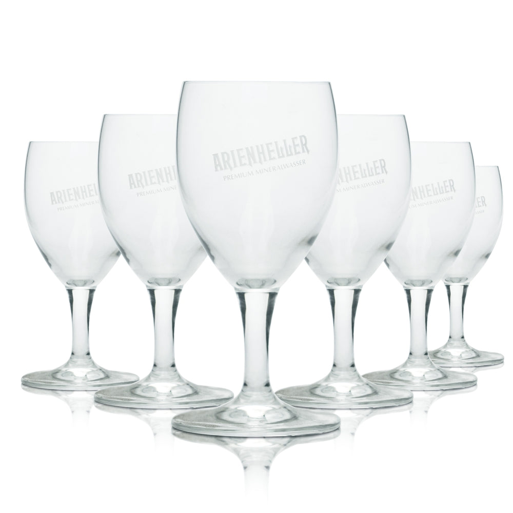 6 verres Arienheller 0,18 l, forme tulipe, eau minérale, eau gazeuse, soda, fontaine