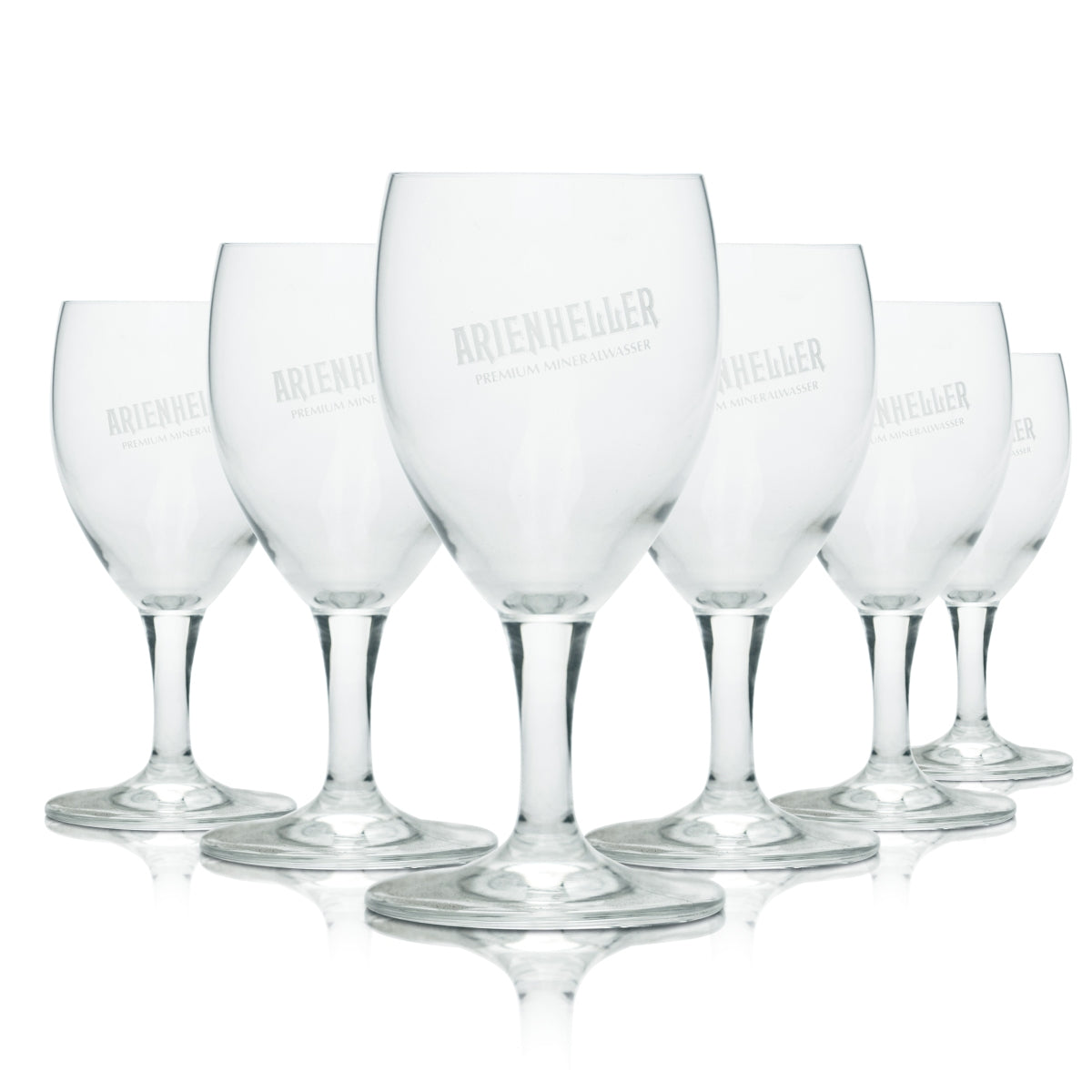 6 verres Arienheller 0,18 l, forme tulipe, eau minérale, eau gazeuse, soda, fontaine