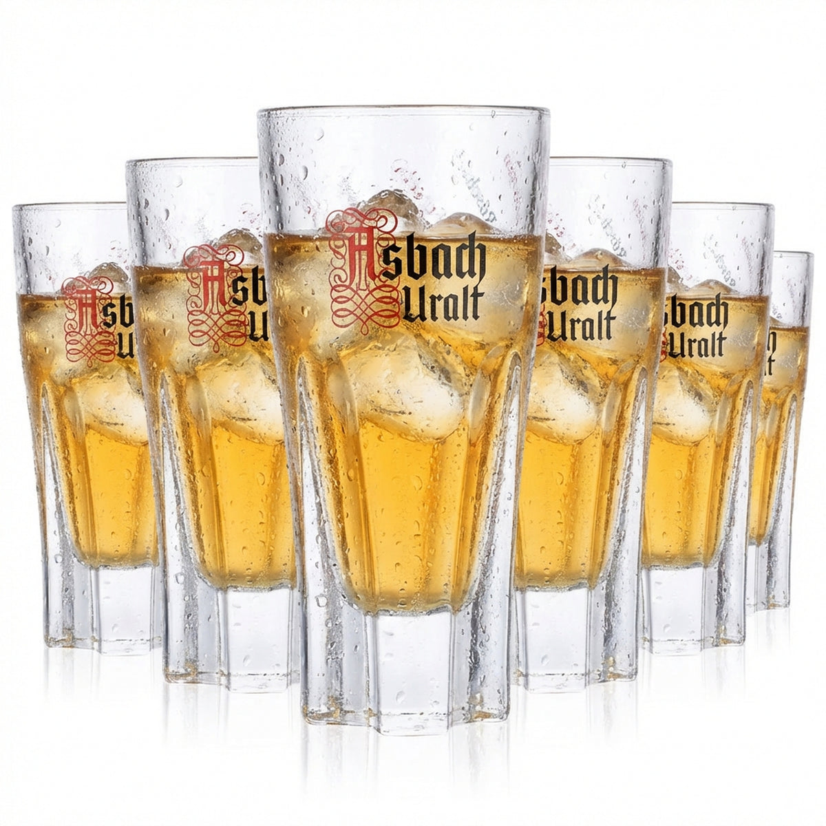 6 verres à brandy Asbach 2 cl/4 cl avec logo Stamper Uralt  « Hütchen Rüscher » Rastal