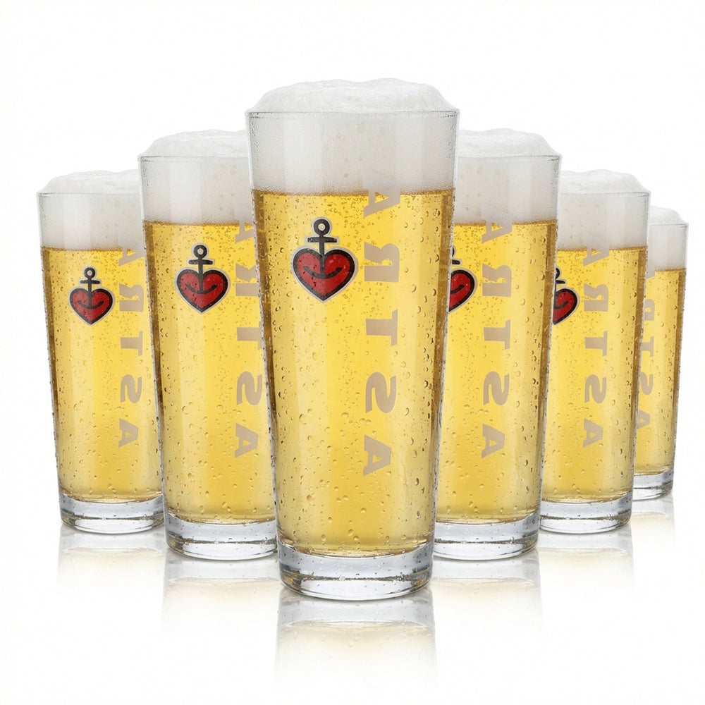 6 verres Astra 0,5 l Exclusiv Willi Becher, lot de verres à bière, brasserie de Hambourg