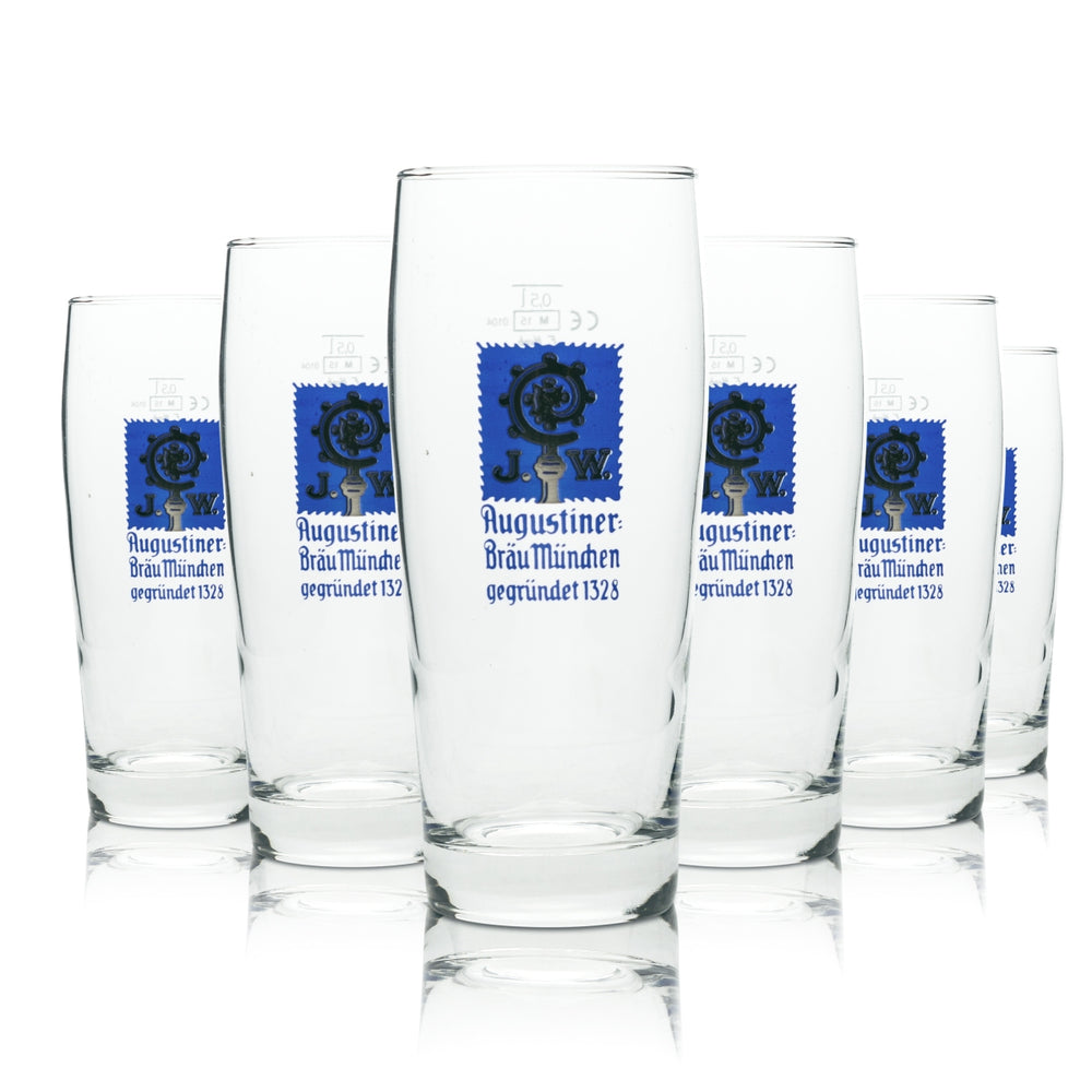 6 verres à bière Augustiner 0,5 l F.Herb Willi Becher Verres clairs Brasserie Beer Bar